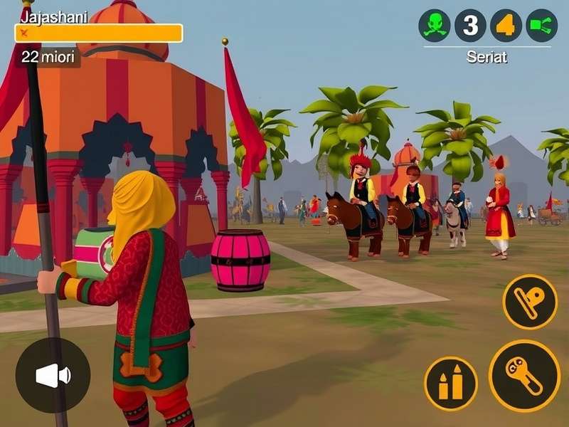 Rajasthani Folk Fiesta gameplay screenshot showing traditional Rajasthani elements